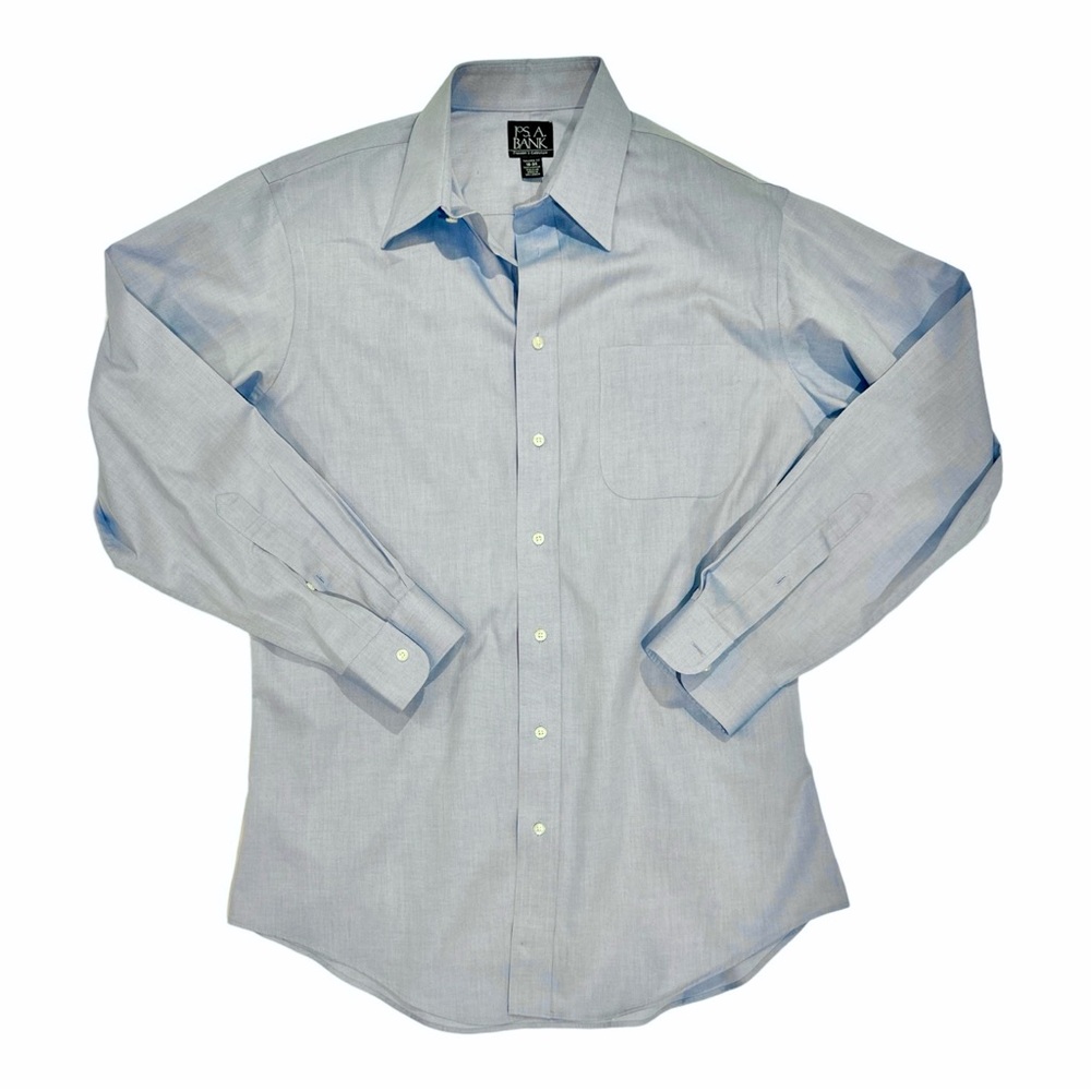 Jos. A. Bank Traveler's Collection Tailored Fit‎ Men's 16-34 Button Up Blue